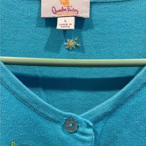 Quacker Factory Women's Turquoise Button Front Cardigan